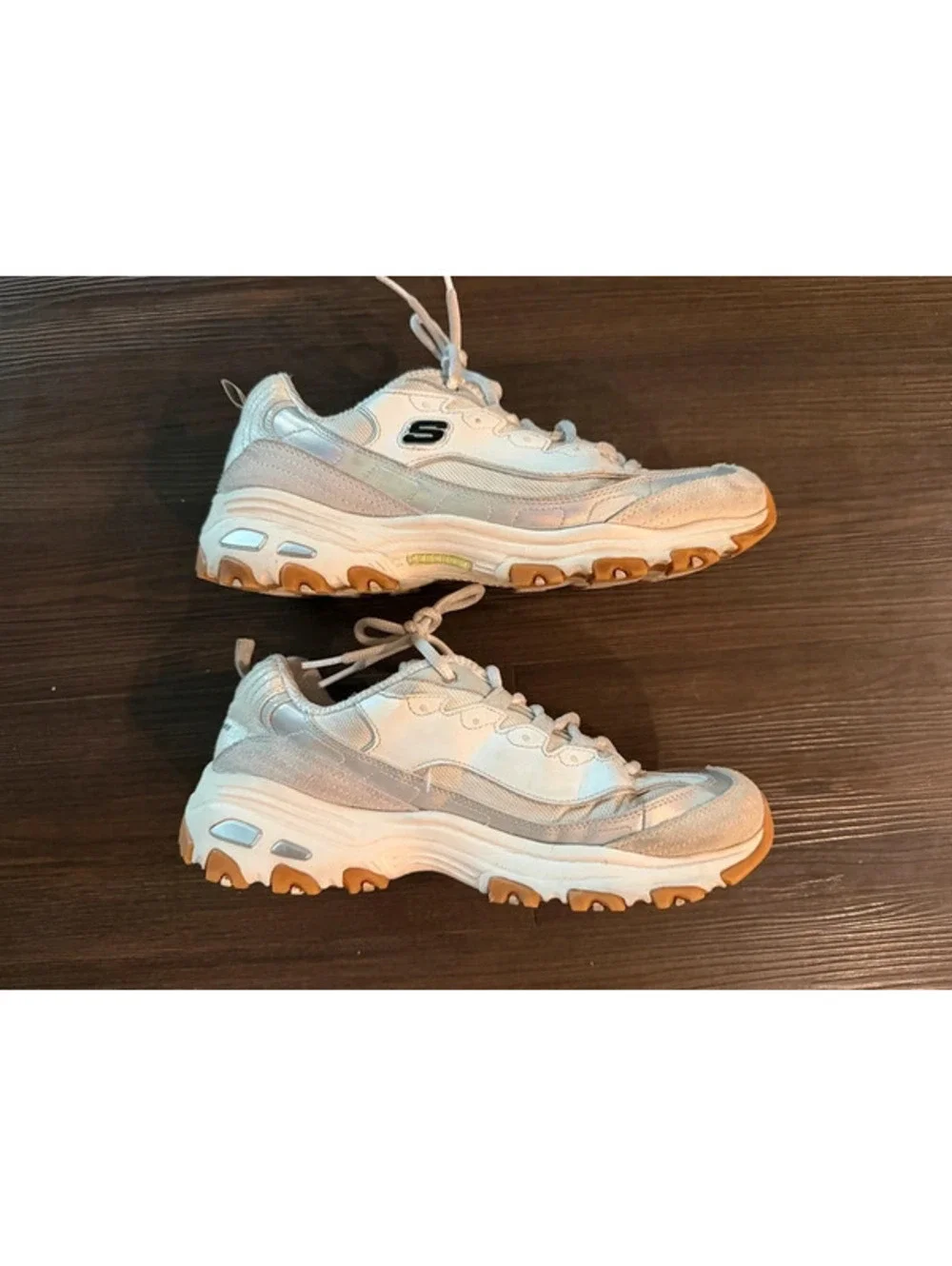 Women’s Size 10 skechers D Lites Shoes White Leather Comfort Athletic